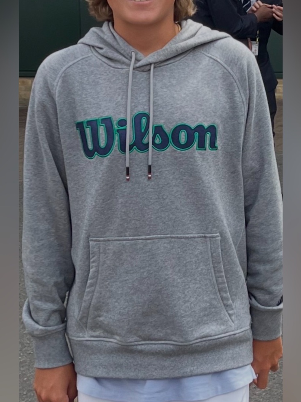 Wilson Gray Crewneck Hoodie with Green Script Logo Size S